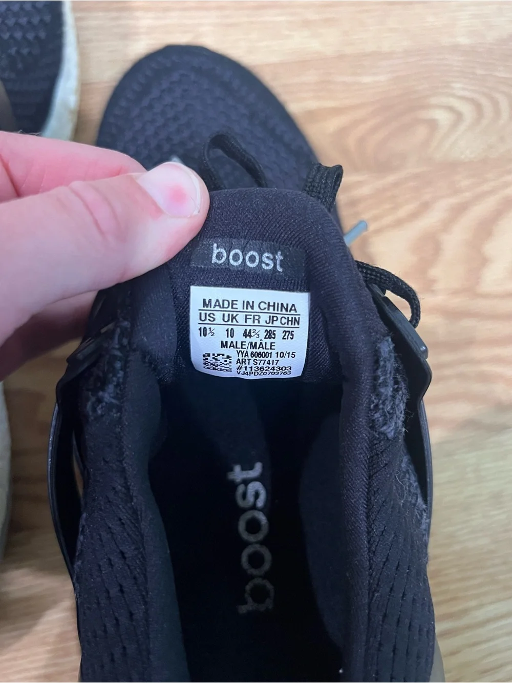 adidas Black Knit Running Shoes with White Boost Midsole